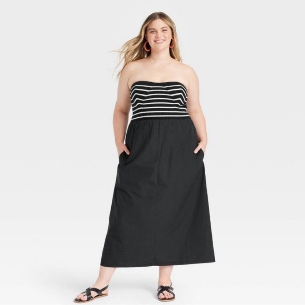 Universal Thread Black and White Strapless Dress - Picture 2 of 8